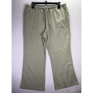 SINCERELY JULES LINEN BLEND GREEN FLARE PANTS WOMANS X-Large